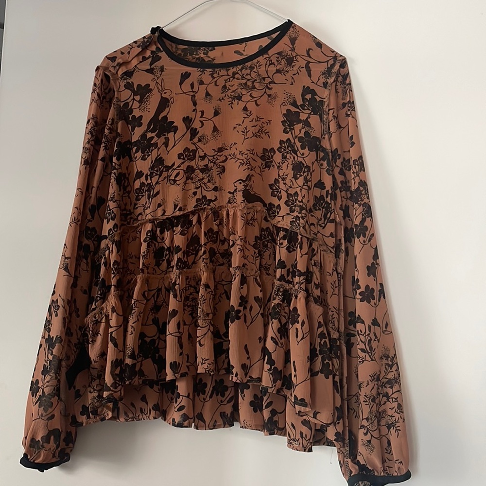 Orange and black blouse